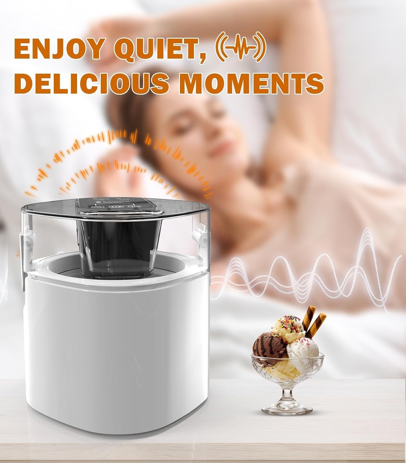 1.52-Quart Ice Cream Maker – Ultra-Quiet & Easy to Use for Custom Treats