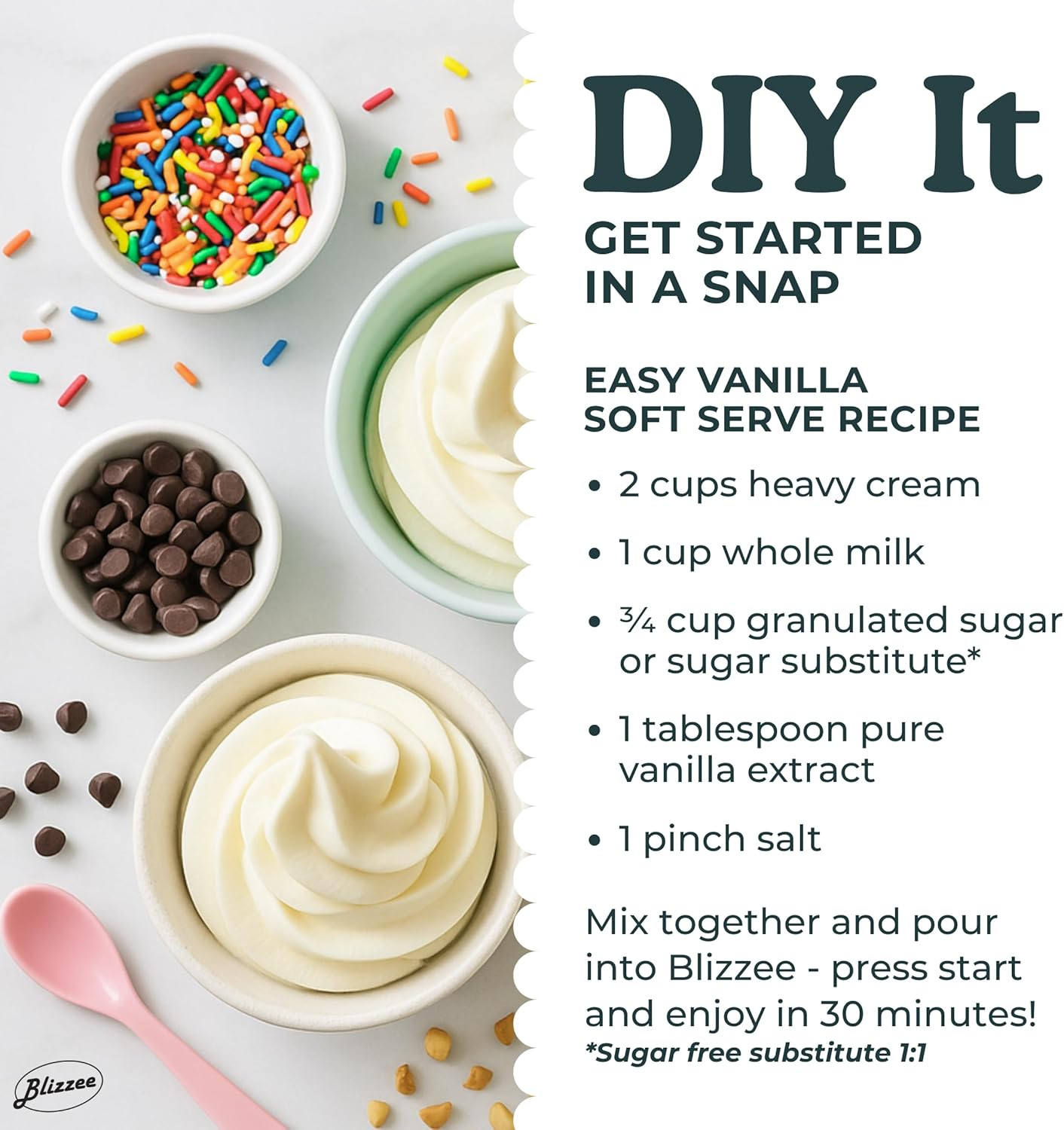 Soft Serve Ice Cream Machine 1.25Qt | No Pre-Freezing Countertop Ice Cream Maker