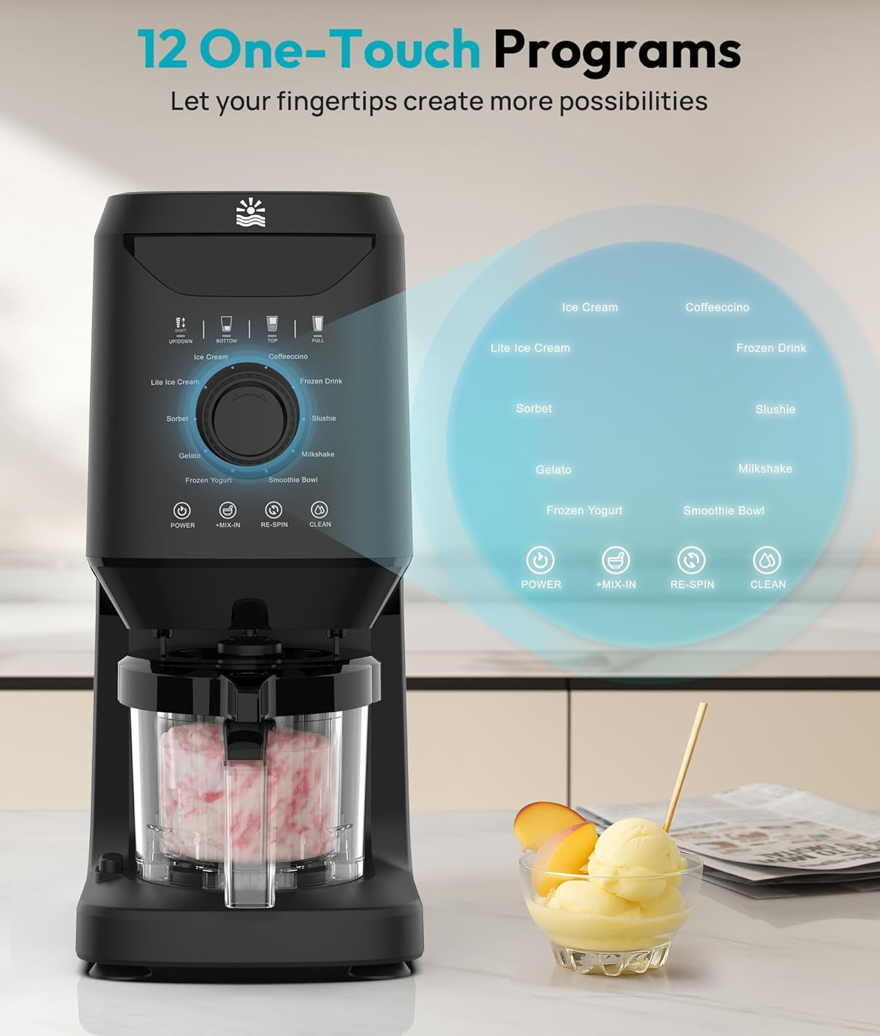Homemade Ice Cream Maker Machine – 12-In-1 Ice Cream Maker with 2 Pint Container