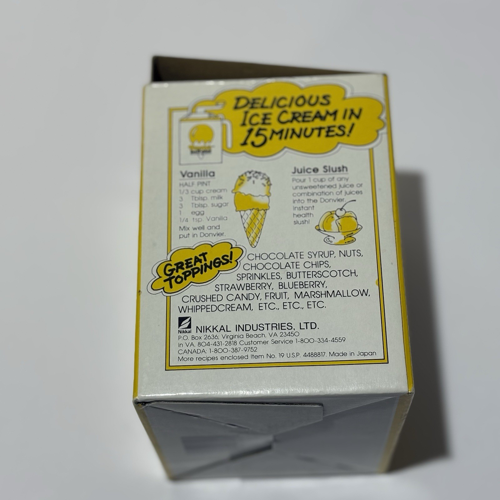 VTG 1980’s DONVIER Half-Pint Manual Hand Crank Ice Cream Maker with Guide