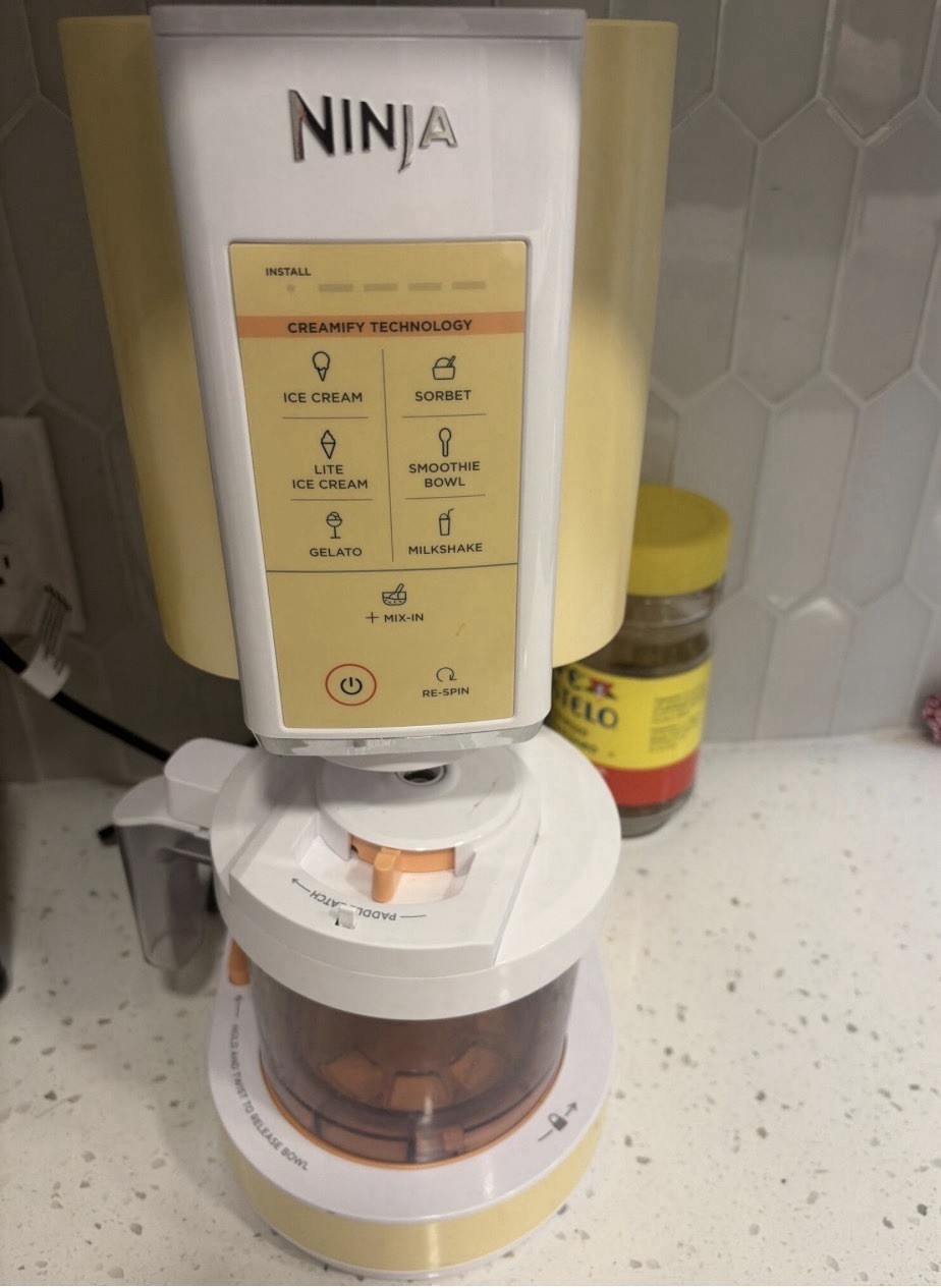 Ninja Creami Ice Cream Maker Automatic Easy Clean Display White/Yellow