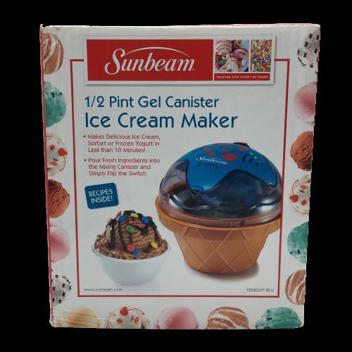 Sunbeam Half Pint Ice Cream Maker With Gel Canister Blueberry Open Box New