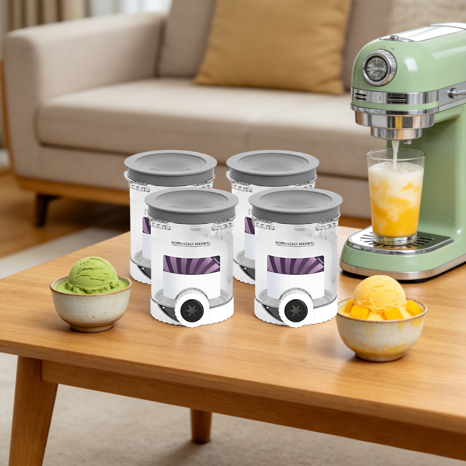 16OZ Replacement For Ninja Creami Pints & Lid Ice Cream Maker NC700 NC701 Series