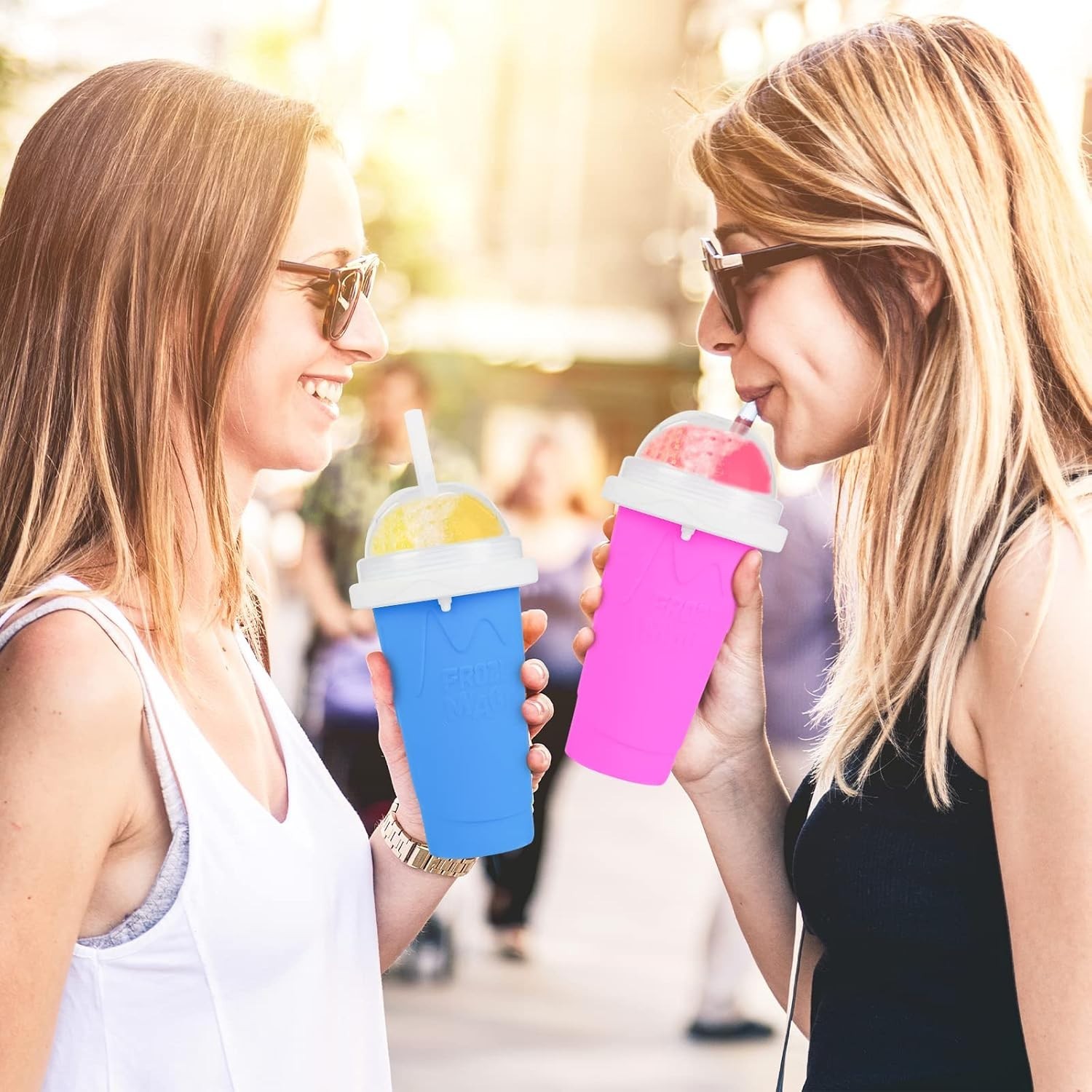 Portable Double Layer Slushie Maker Cup – DIY Frozen Treats for All Ages, Blue