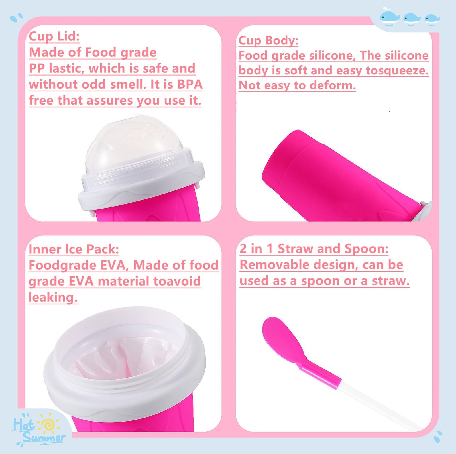 2 Pack Slushy Maker Cup, Quick Frozen Magic Squeeze Cup for Juice Milk Yogurt…
