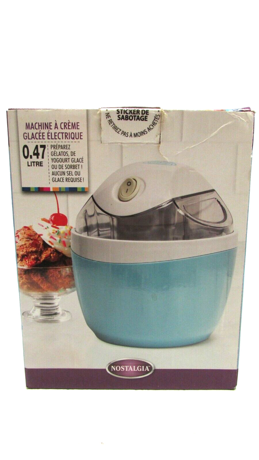 Nostalgia Blue 1-Pint Ice Cream Maker ICM500BLUE