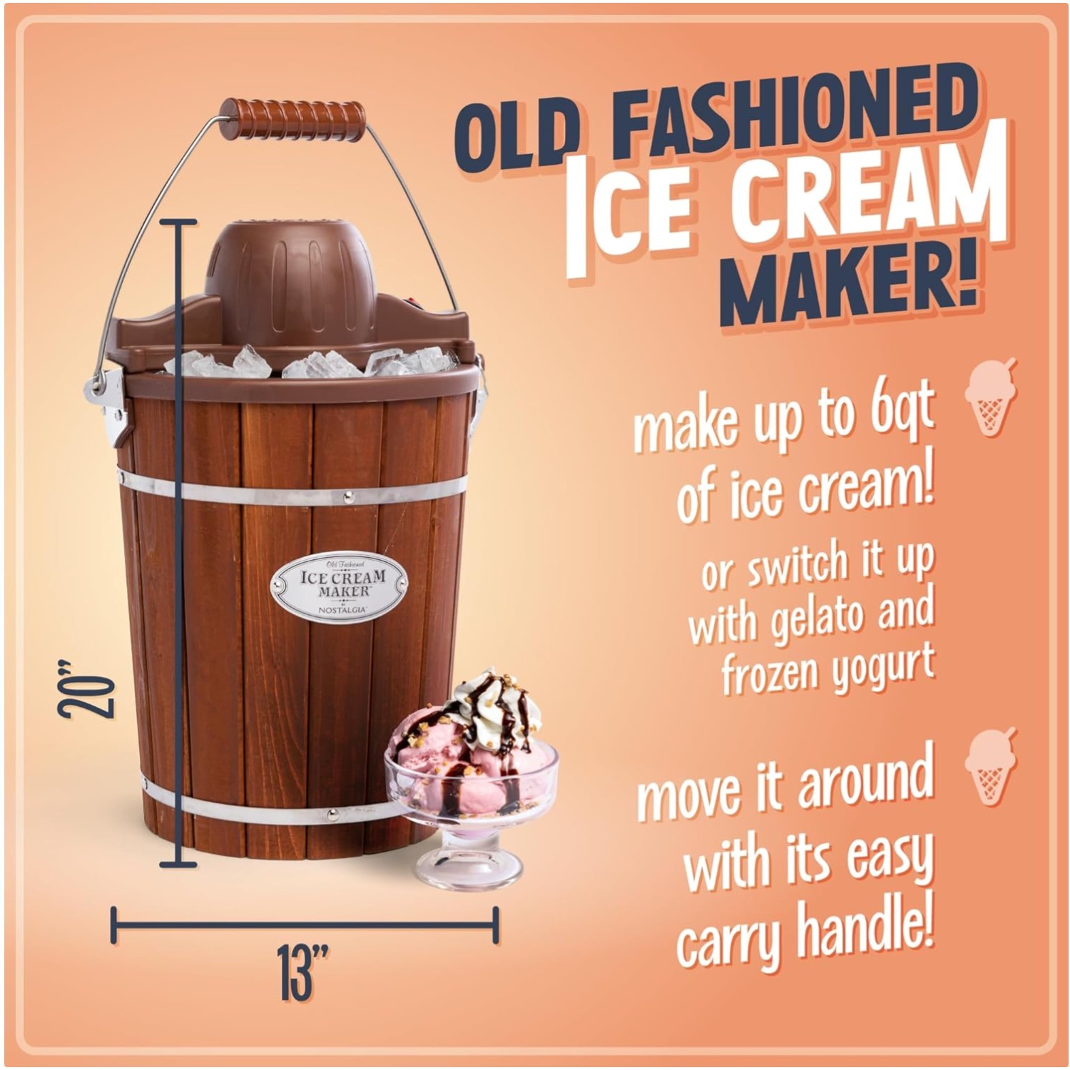 Vintage Wooden Ice Cream Machine – Quick Operation