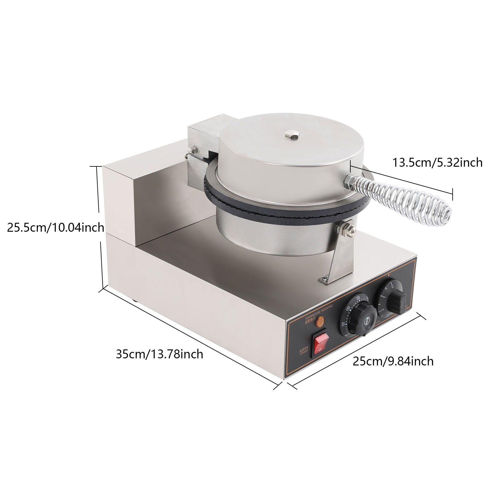 110V Electric Waffle Cone Maker for Commercial Use, 1200W Egg Roll Machine