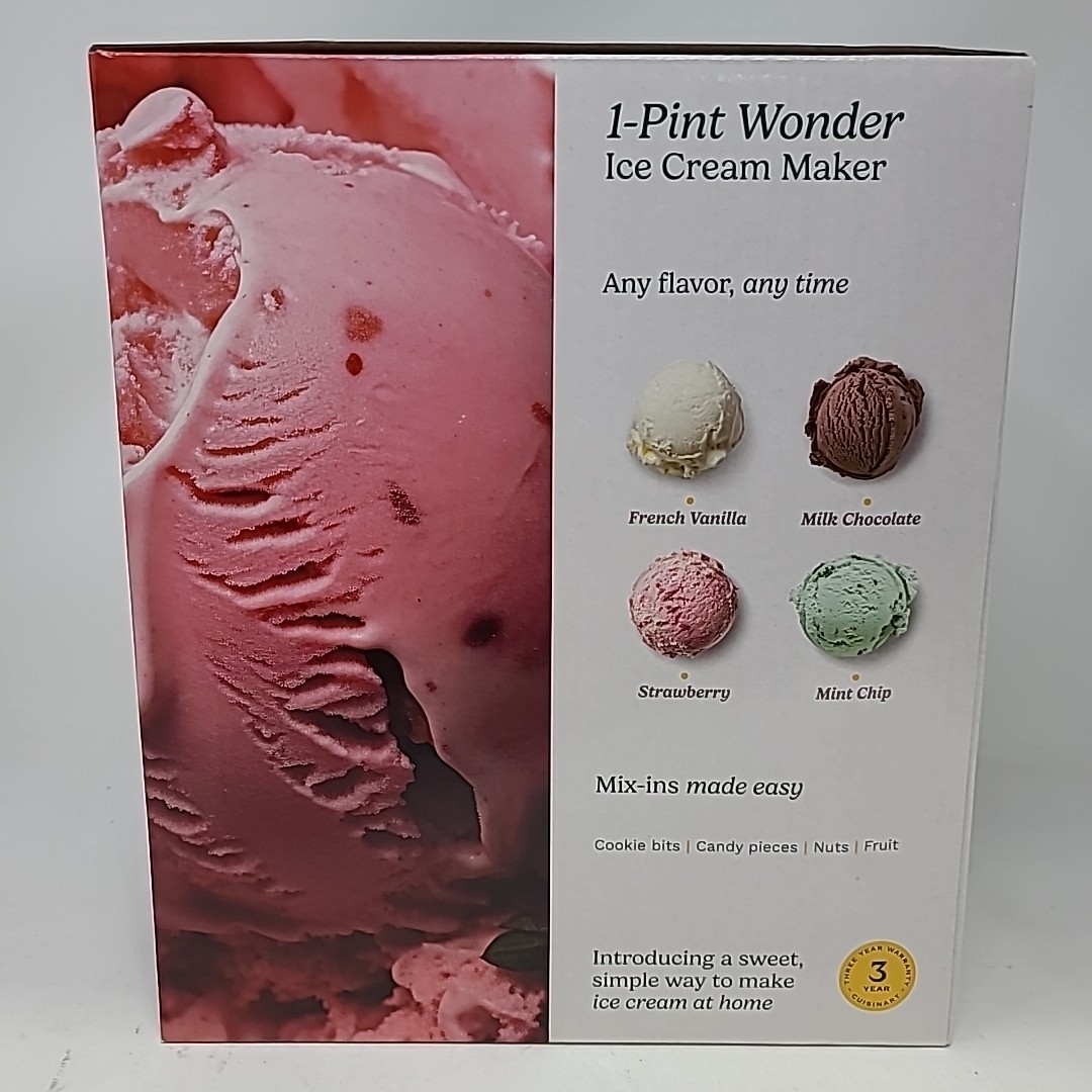 Cuisinart Ice Cream Maker 1 Pint Wonder White Mini ICE-M10 Yogurt Sorbet NEW