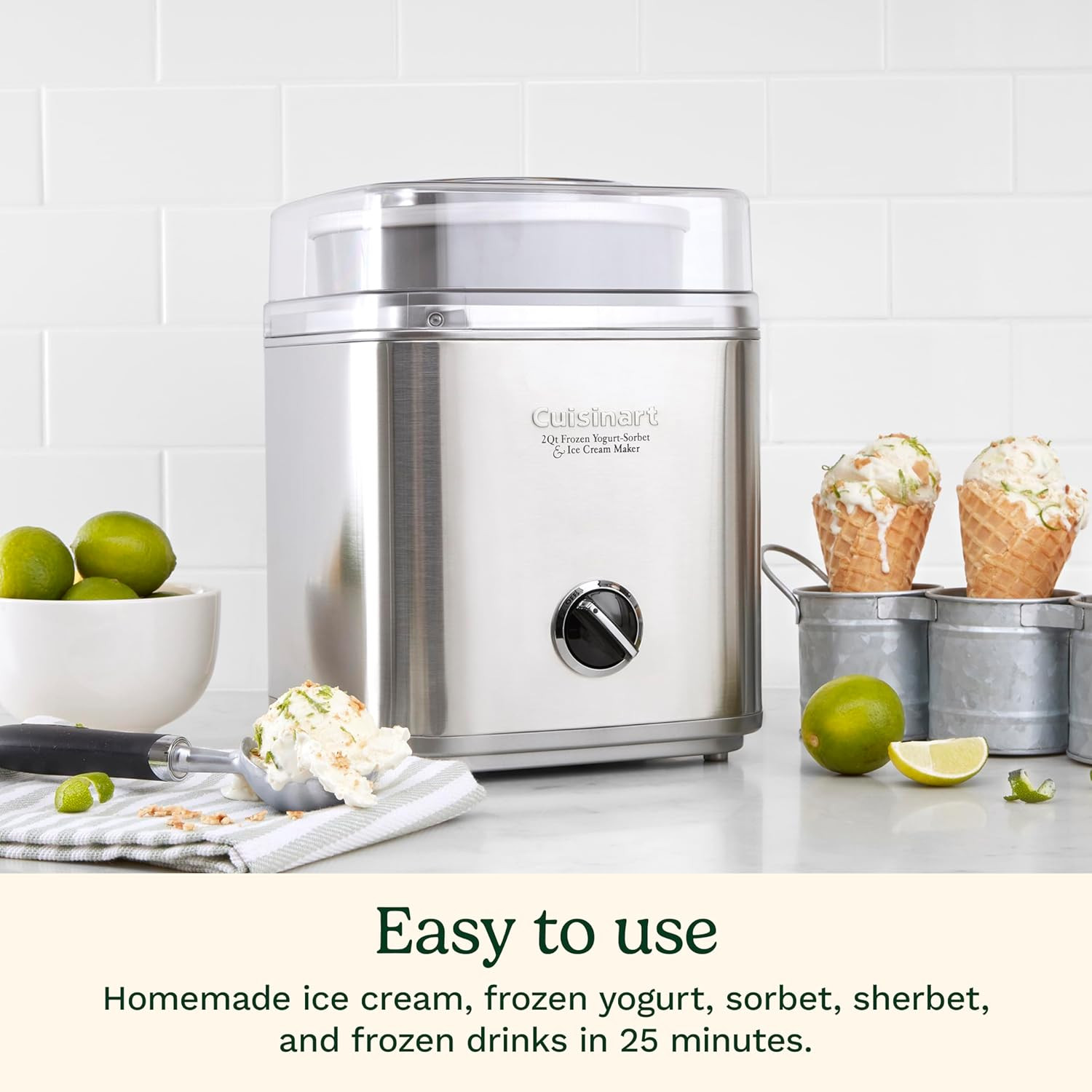Ice Cream Maker Machine, 2-Quart Ice Cream, Sorbet and Frozen Yogurt Machine, Fu