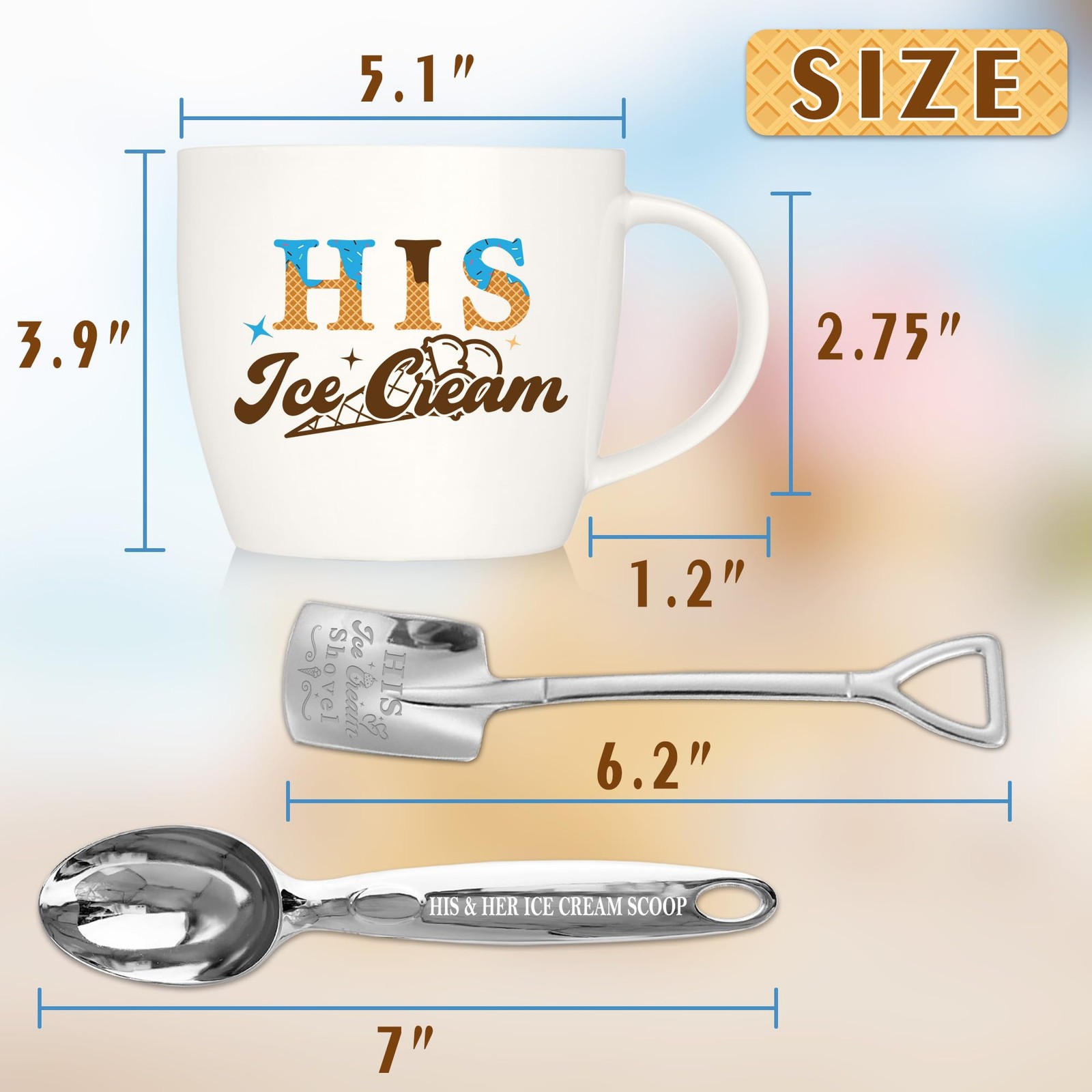 His And Hers Gifts, Anniversary Couples Gifts Set Ice Cream Bowl With Scoop&Shov