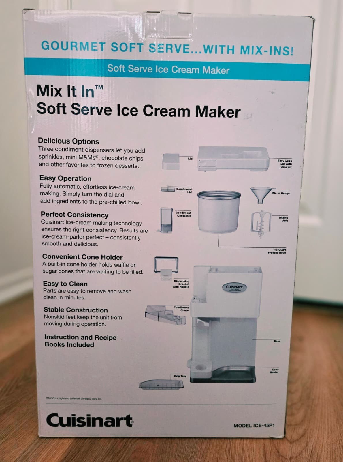 Cuisinart Mix It In Soft Serve Ice Cream Maker New ICE-45P1 1.5qt