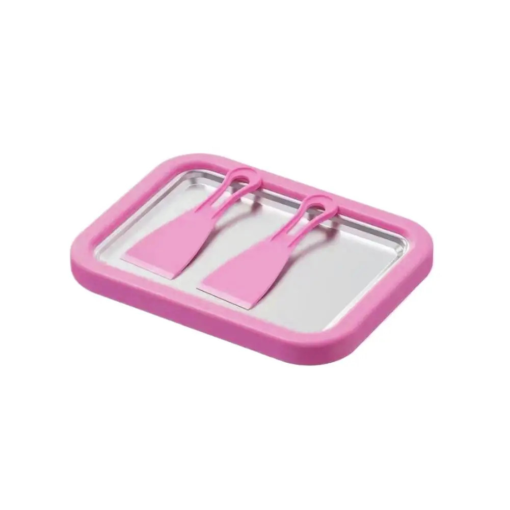 Ice Cream Maker Pan with 2 Scrapers Ice Cream Maker Plate Multifunctional Cold S