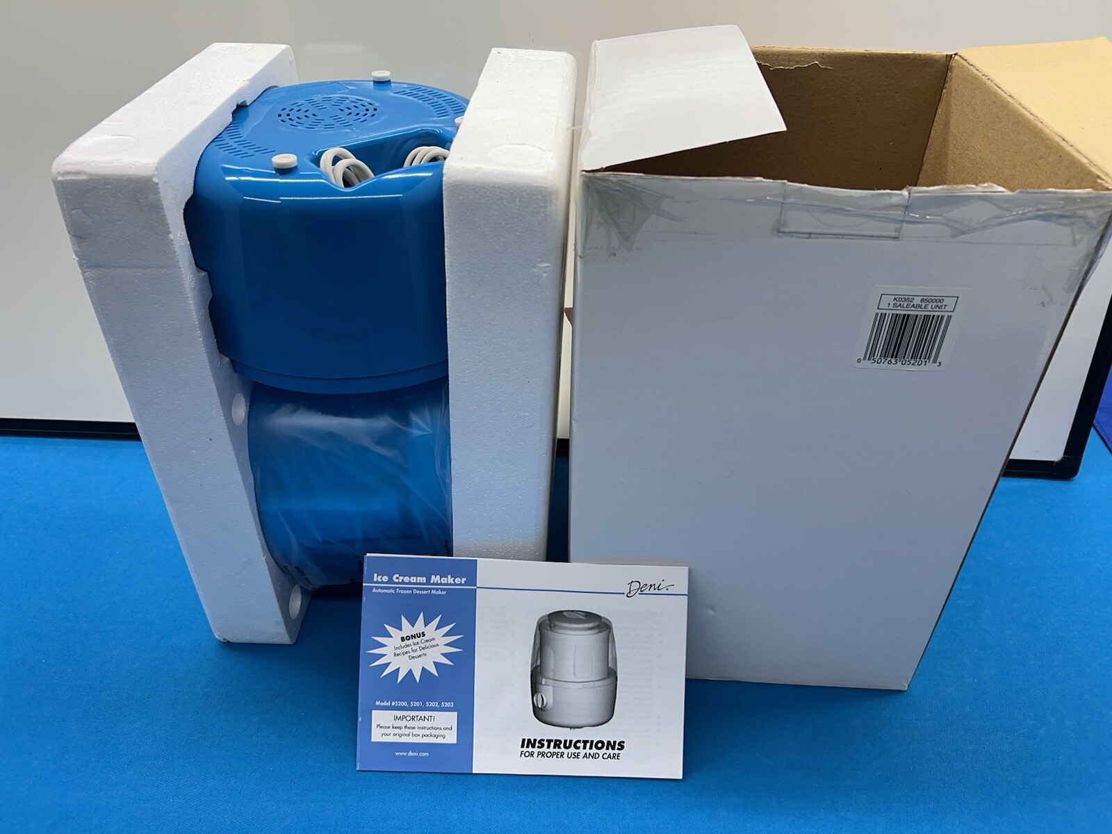 DENI AUTOMATIC ICE CREAM MAKER COUNTERTOP MACHINE MODEL BLUE