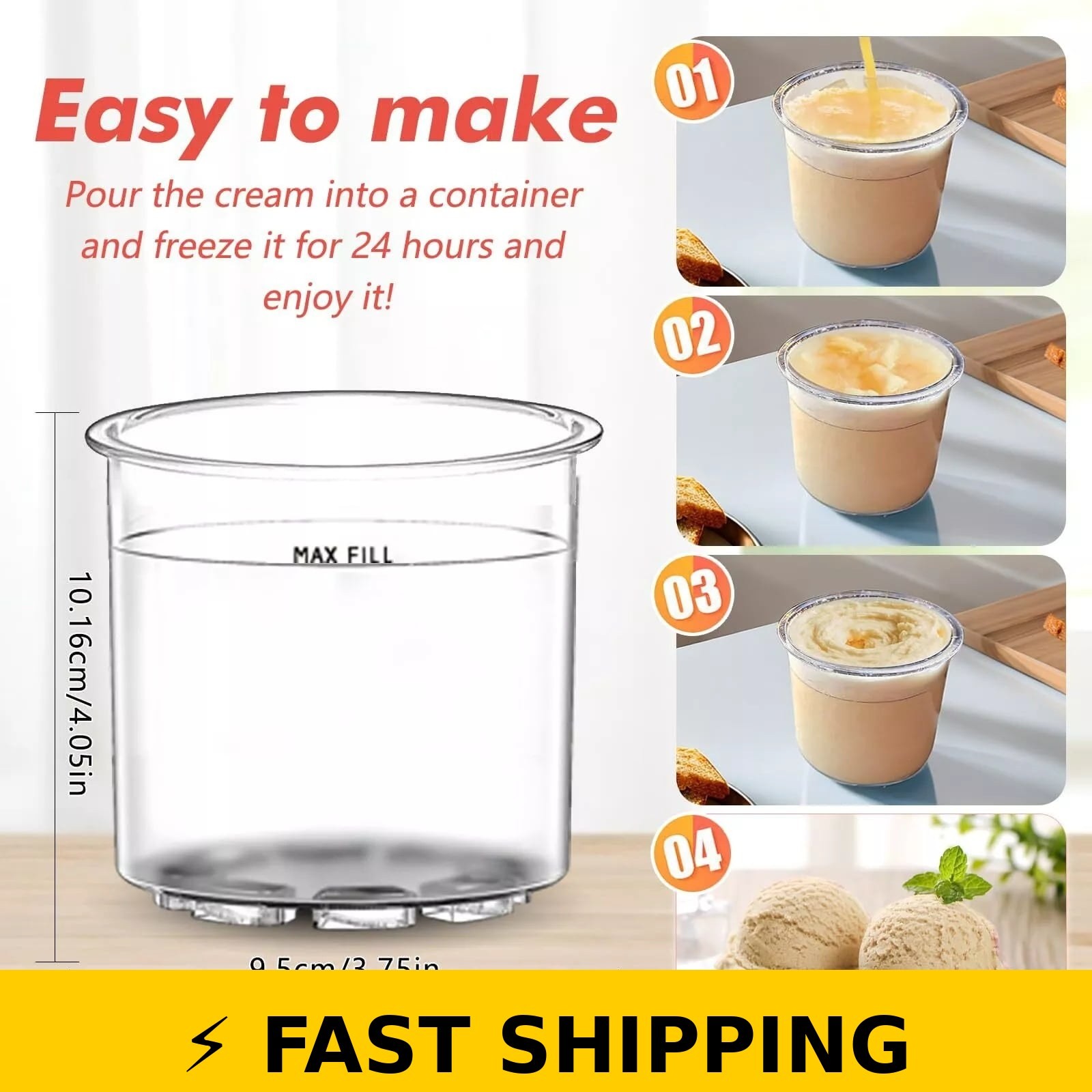 Umailgoo 4-Pack Ice Cream Pint Containers Compatible with Ninja Creami