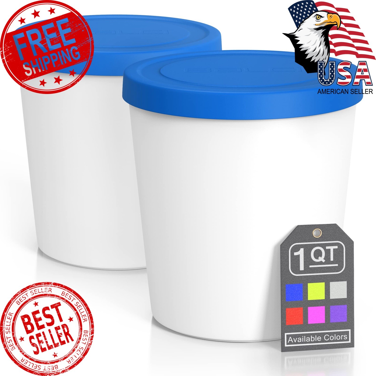BALCI Ice Cream Containers Blue 2 Pack