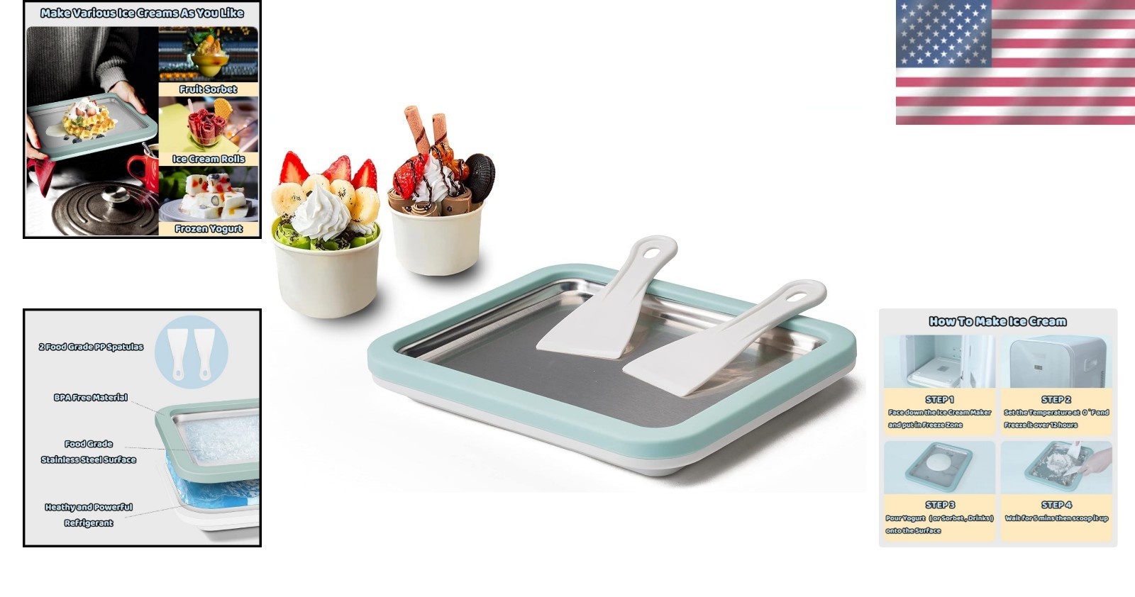 Aquamarine Ice Cream Roll Maker – Create Your Own Rolled Ice Cream in Minutes!