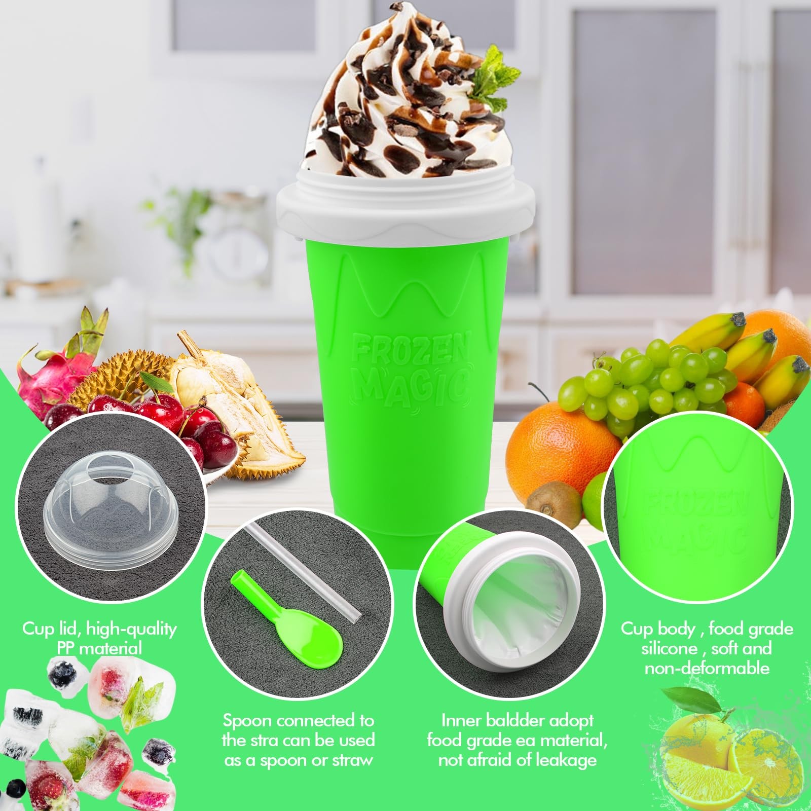 Slushie Maker Cup,DIY Magic Slushy Maker Squeeze Cups,Portable Smoothie Squee…
