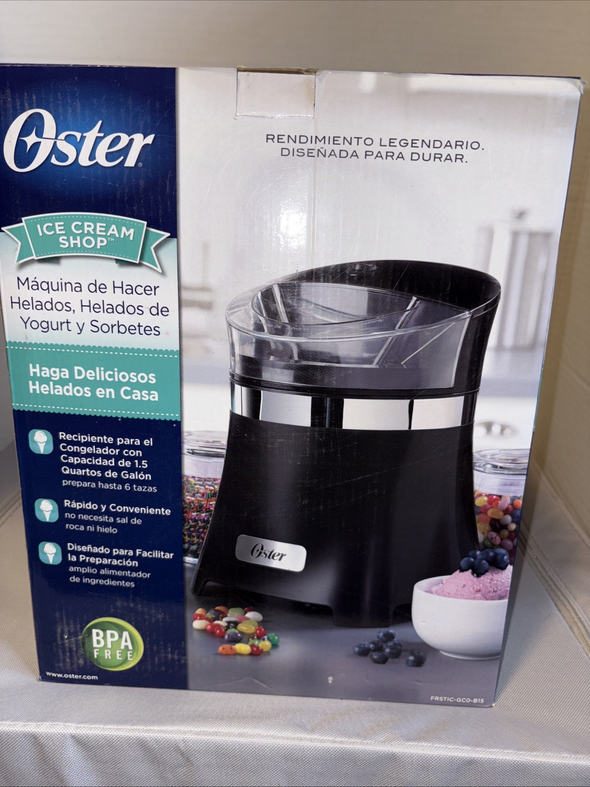 Oster Ice Cream Shop Ice Cream, Frozen Yogurt & Sorbet Maker 1.5 Quart NIB