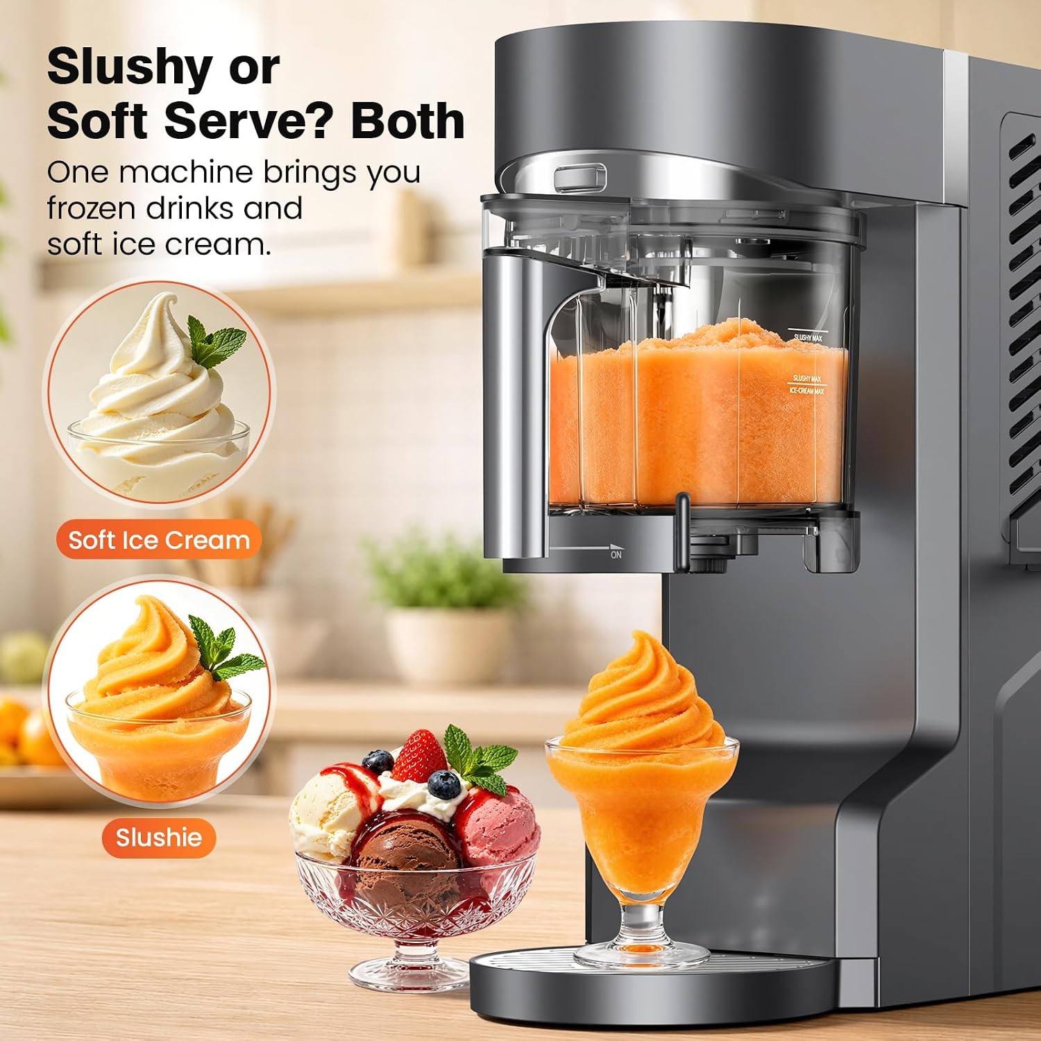 Slushie Machine Home Ice Cream Maker 30OZ Light Gray Slushy Margarita Frozen