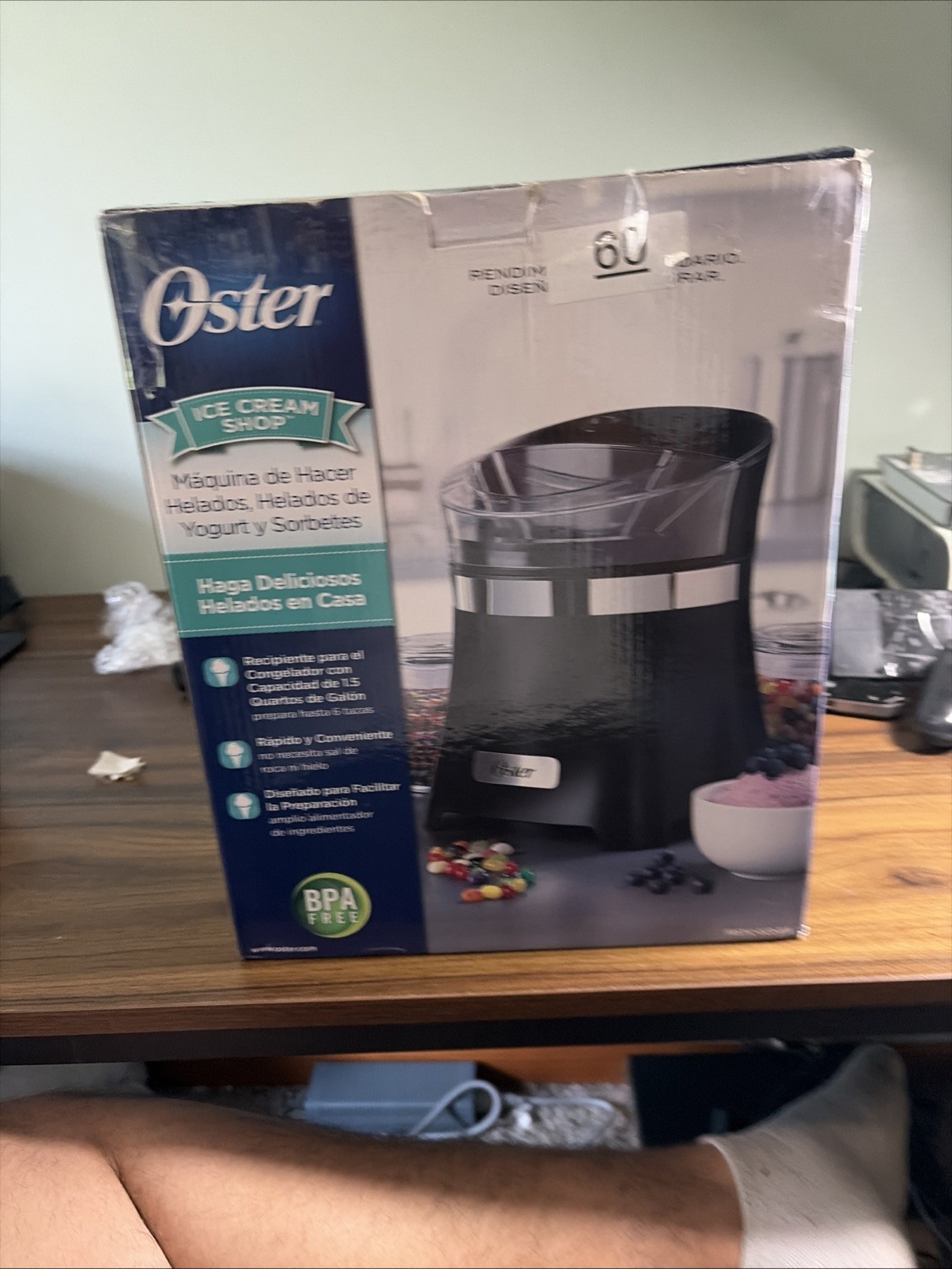 Oster Ice Cream Shop Ice Cream Frozen Yogurt Sorbet Maker 1.5 Qt Used Tasted