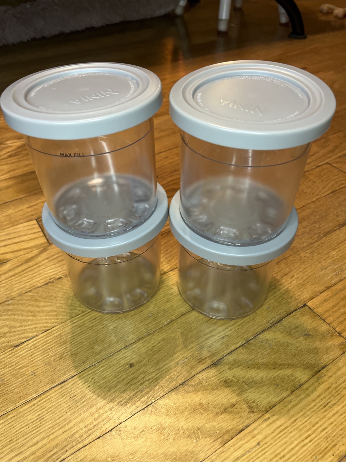 Ninja Creami Pint Sized Replacement Container Ice Cream Jar Lid Grey Clear