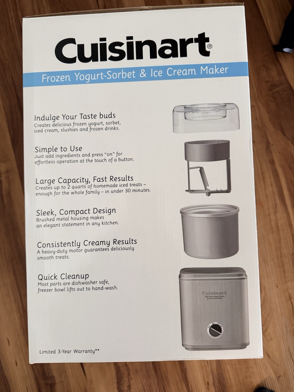 Cuisinart Pure Indulgence 2 Quart Frozen Yogurt Sorbet Ice Cream Maker ICE-30BC