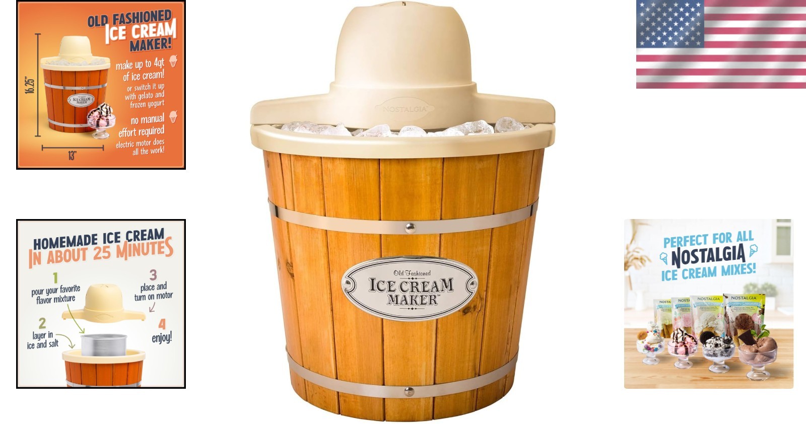 Vintage 4 Qt Electric Ice Cream Maker – Effortless Gelato & Yogurt in Minutes