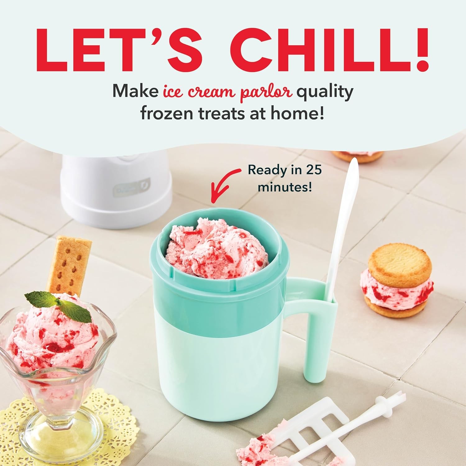 My Pint Ice Cream Maker Aqua Single Serve Gelato Sorbet Frozen Yogurt