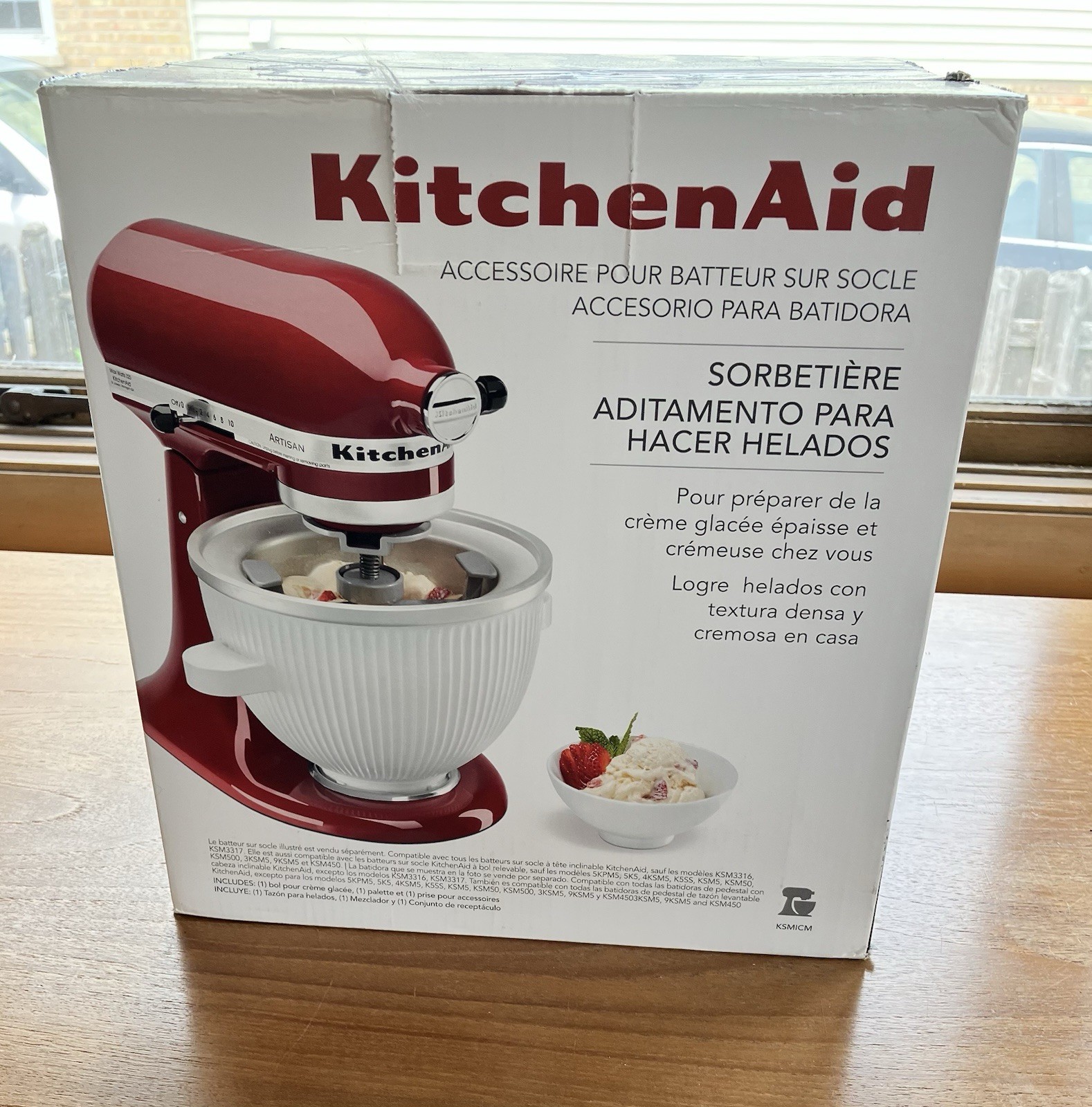 KitchenAid KSMICM Ice Cream Maker Attachment 2 Qt Bowl Brand New In Box