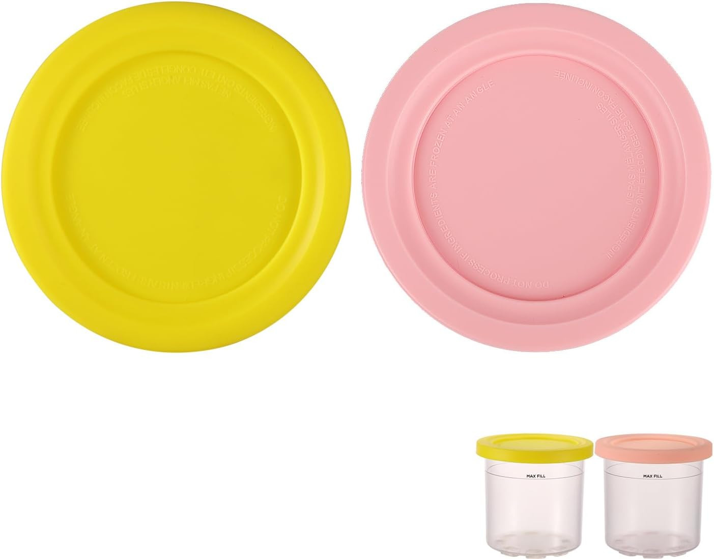 2Pcs Ice Cream Container Lid, round Silicone Covers Replacement for Ninja Creami