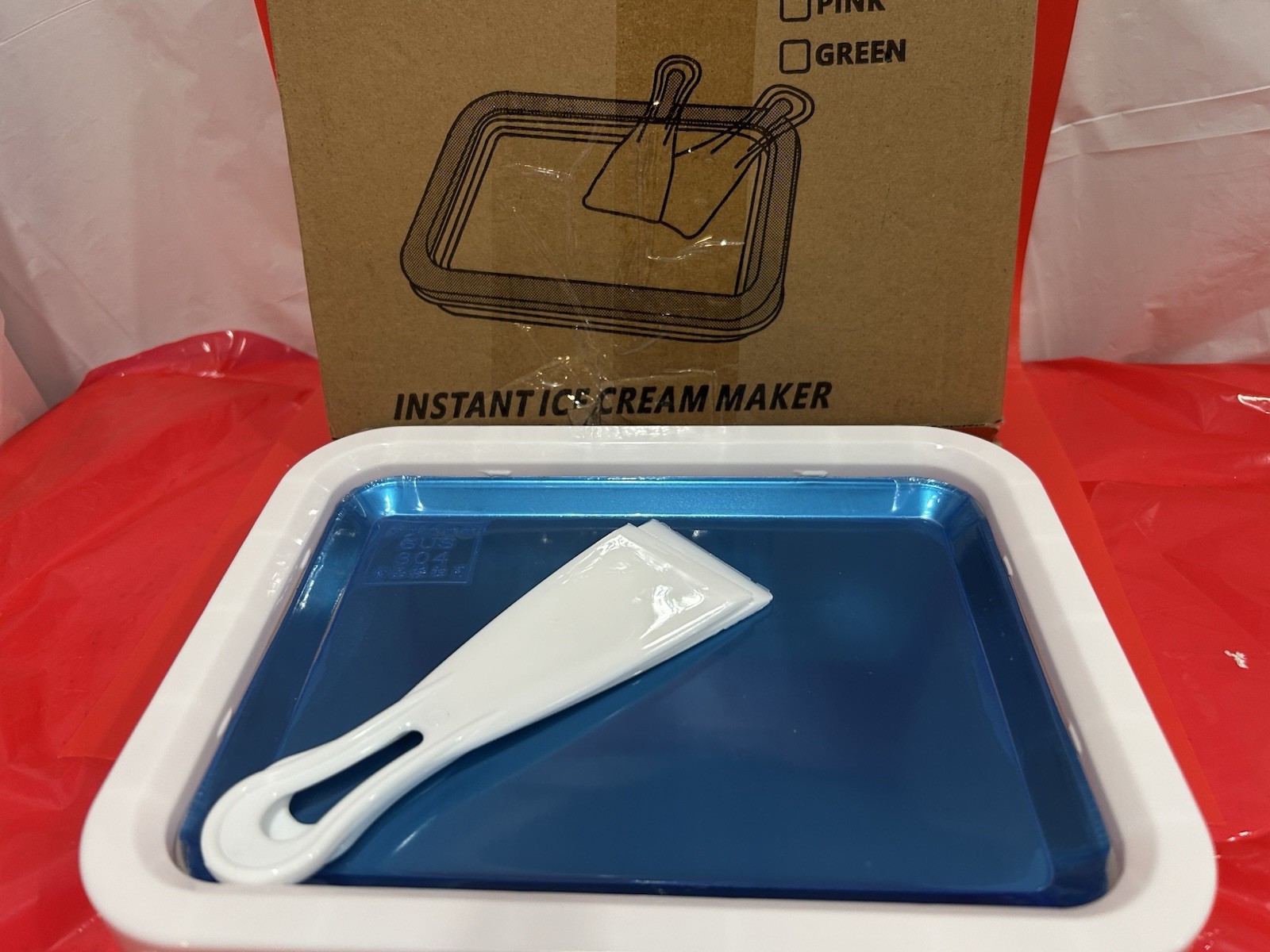 Instant Rolled Ice Cream Maker Plate Pan w/ 2 Spatulas DIY Frozen Dessert Maker