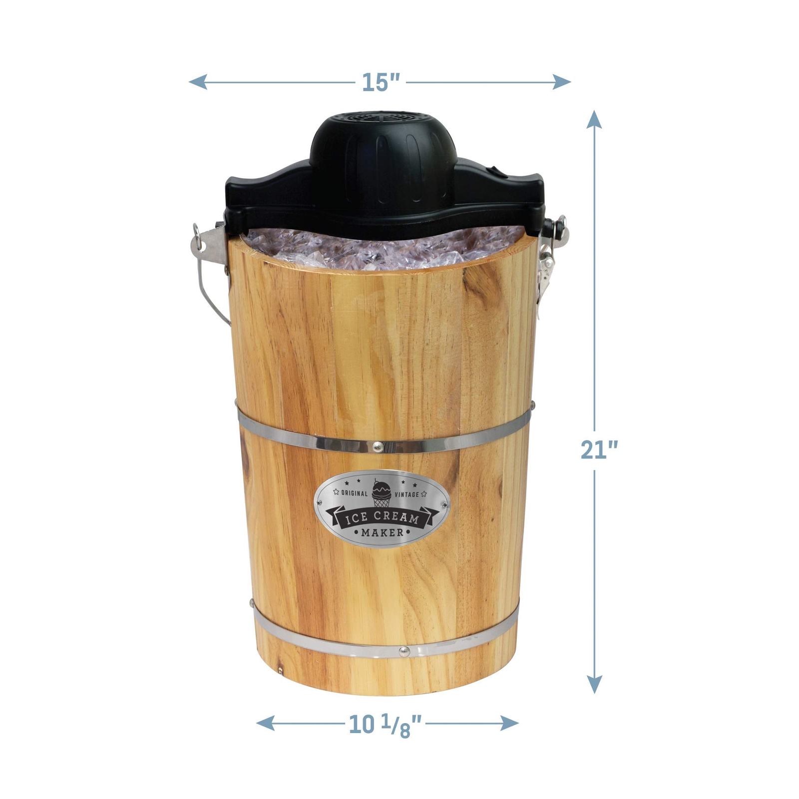 Elite Gourmet Old Fashioned 6 Quart Vintage Wood Bucket Electric Ice Cream Maker