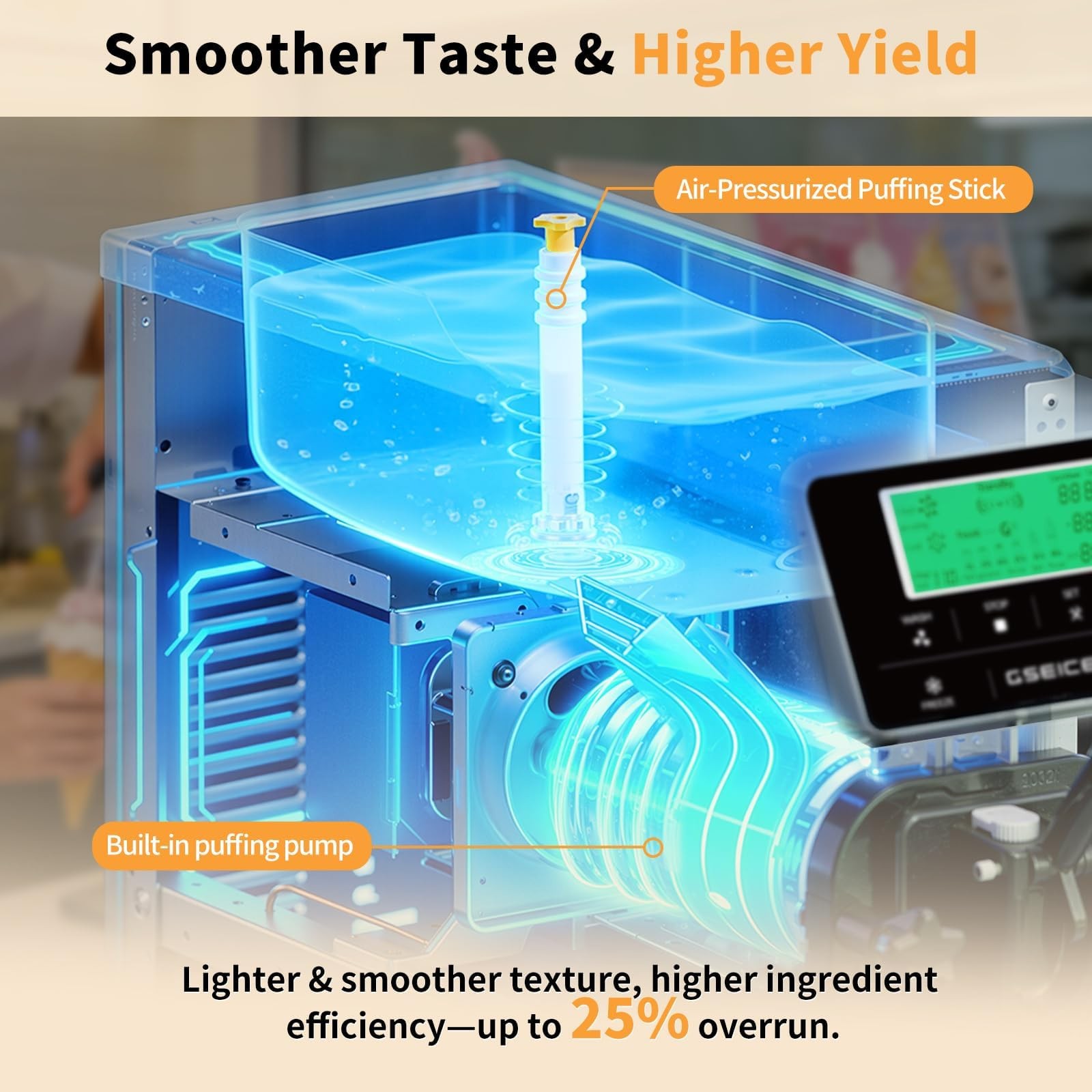 Ice Cream Machine – 3.5 Gals/H Single Flavor Ice Cream Maker 5 Inch Screen So…