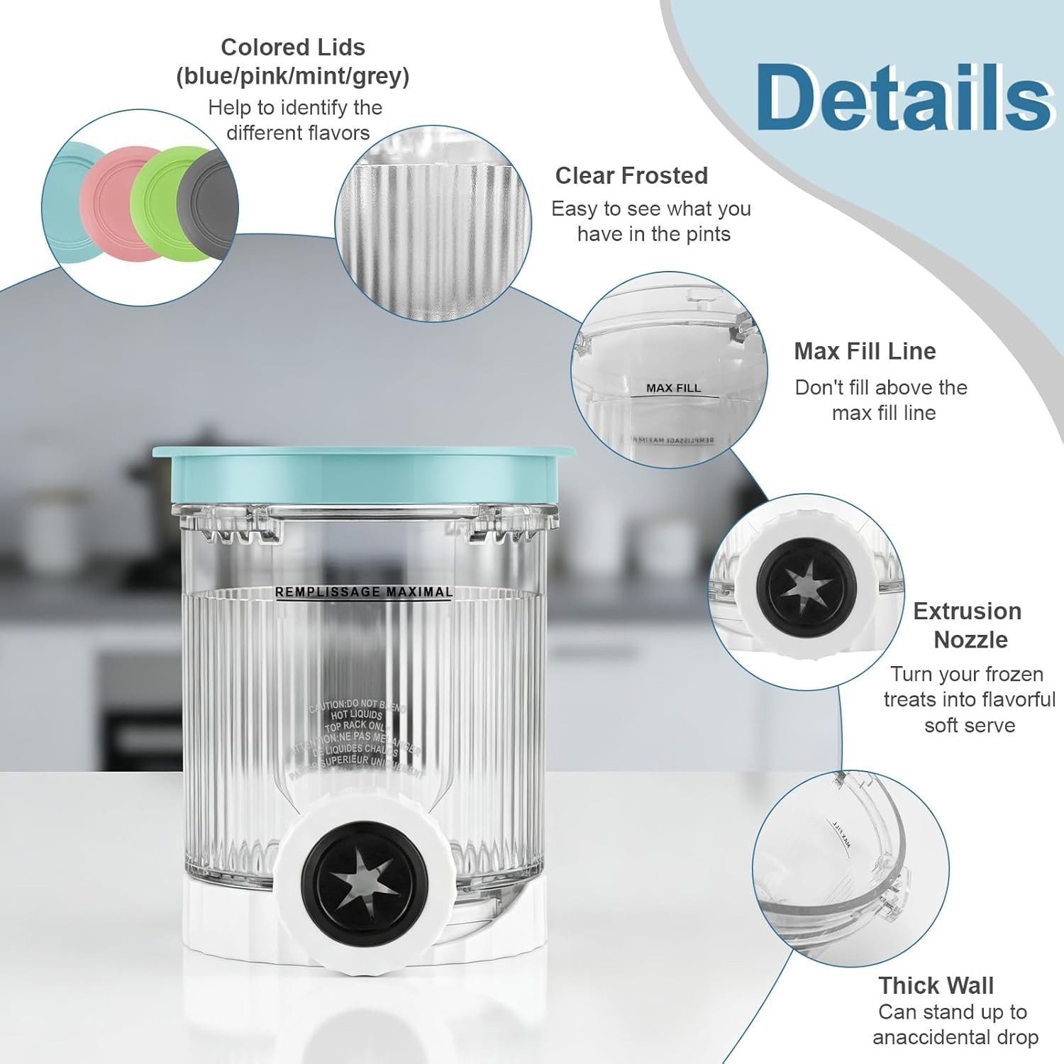 Creami Swirl Pints and Lids for Ninja, Compatible with NC700 Series, NC701, N…