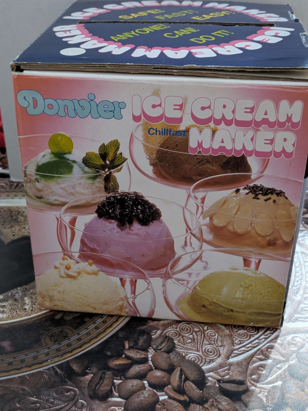 Vintage Donicer Ice Cream Maker ChillFast 1 Pint Blue Original Box, With Booklet