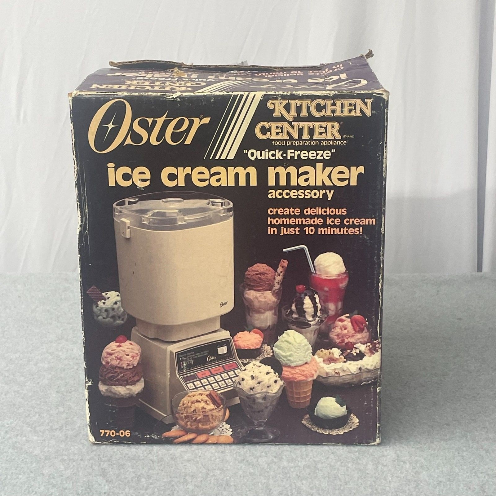 Vintage Oster Quick Freeze Ice Cream Maker Attachment Kitchen Center w/ Box USA