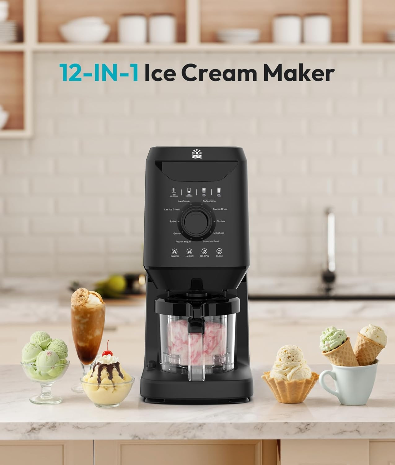 Homemade Ice Cream Maker Machine – 12-In-1 Ice Cream Maker with 2 Pint Container