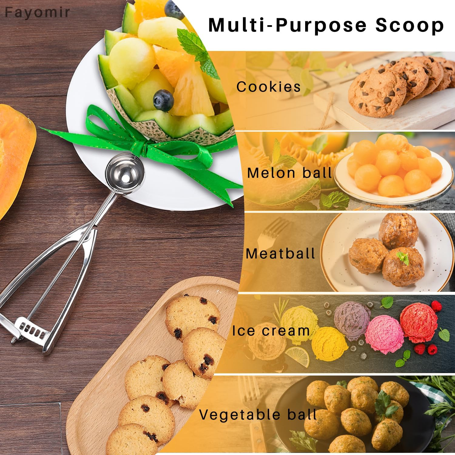 Mini Cookie & Melon Ball Scoop, 2 Teaspoon/10Ml/0.33 OZ, 18/8 Stainless Steel