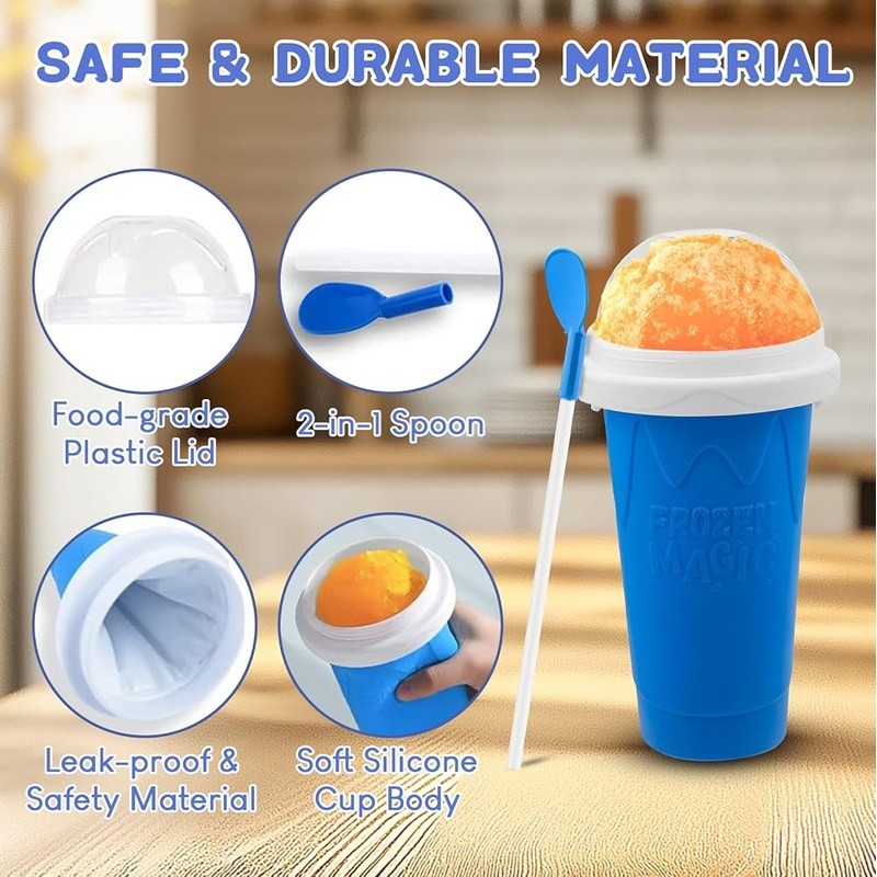 Quick Frozen Slushy Cup Food-Grade Silicone Reusable DIY Smoothie Maker Fun Kids