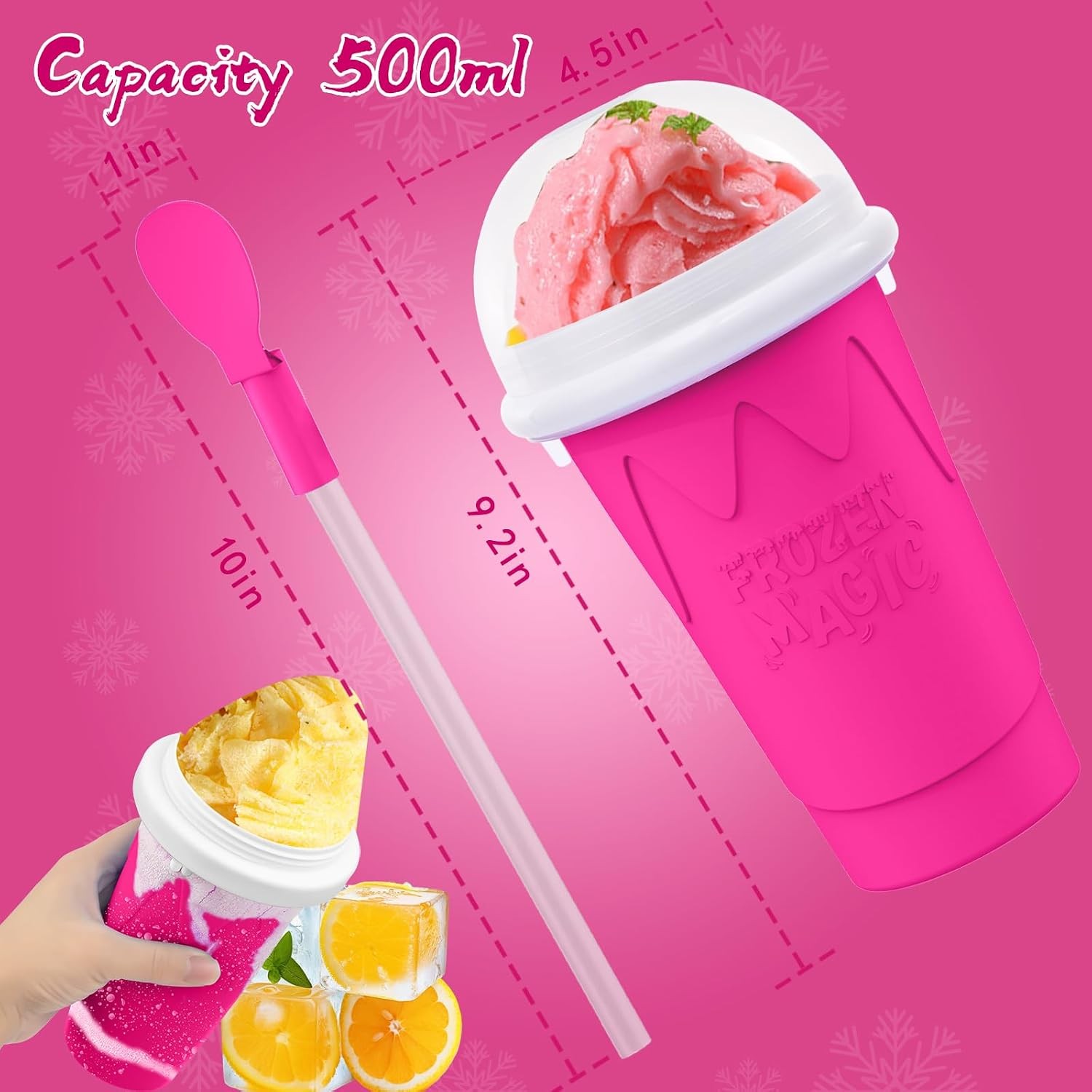500ML Slushie Maker Cup- DIY Magic Slushy Maker Squeeze Cups, Portable Smoothie