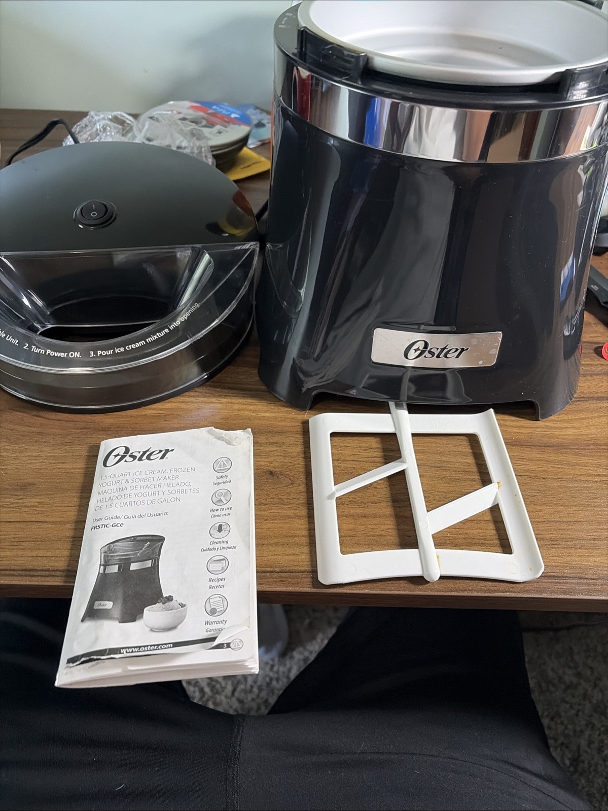 Oster Ice Cream Shop Ice Cream Frozen Yogurt Sorbet Maker 1.5 Qt Used Tasted