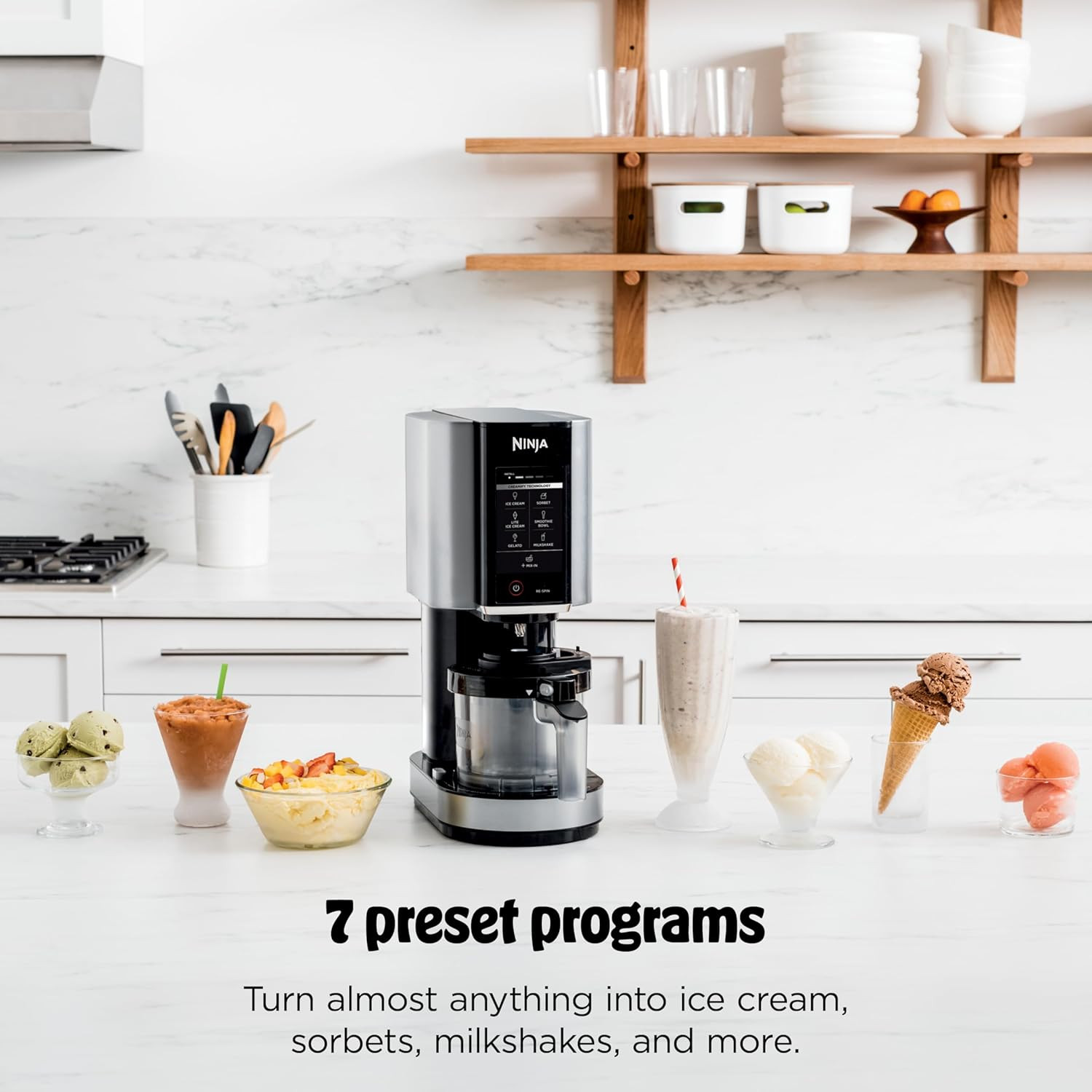 Ninja NC301 Creami Ice Cream Maker, for Gelato, Mix-Ins, Milkshakes, Sorbet, Smo