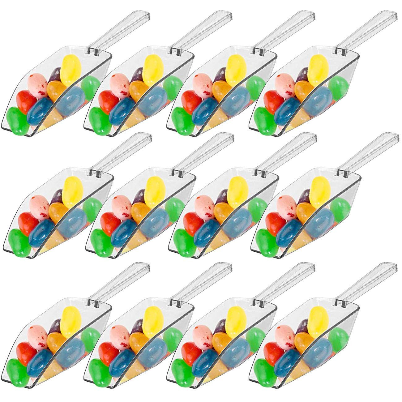 12 Pcs Mini Clear Acrylic Plastic Kitchen Scoops, 5.5″ Flat Bottom Ice White