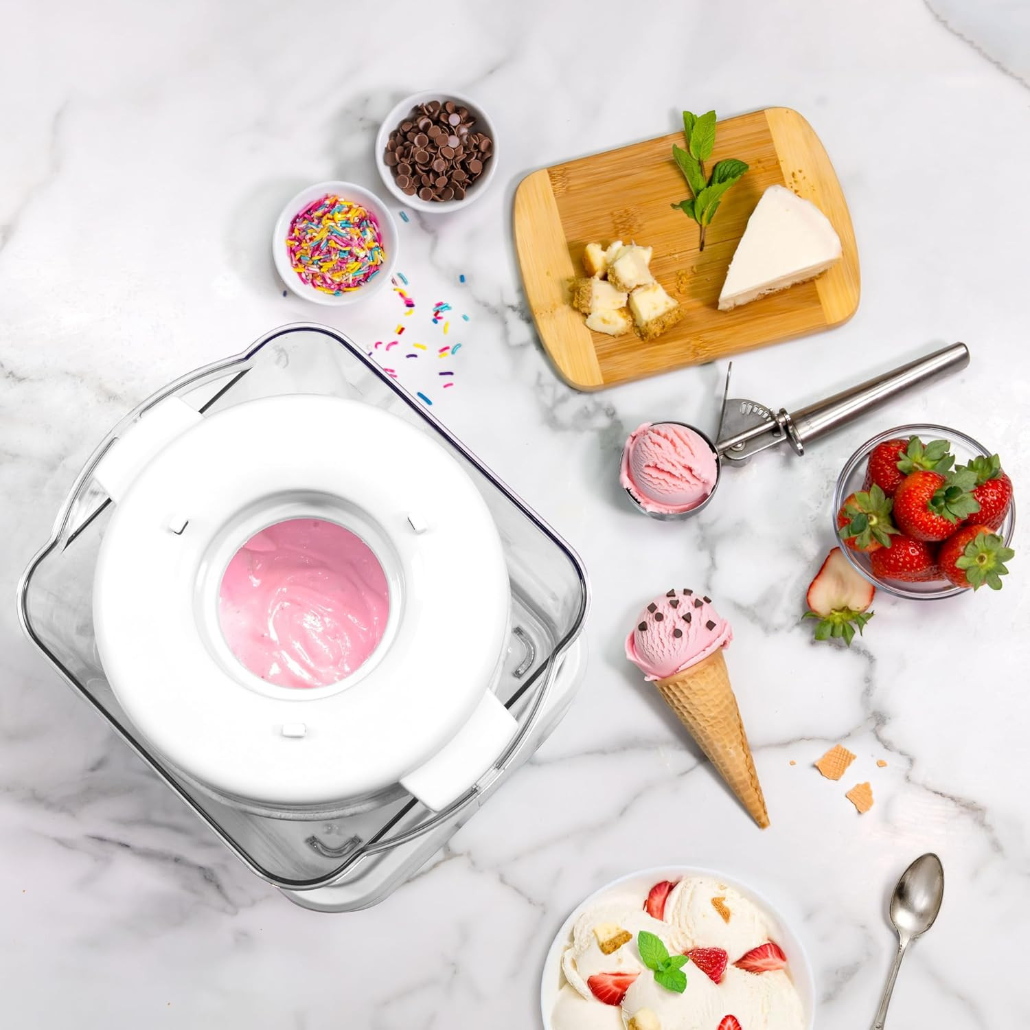 Electric Ice Cream Maker with 2-Qt Double Insulated Gel Canister & Stainless Ste