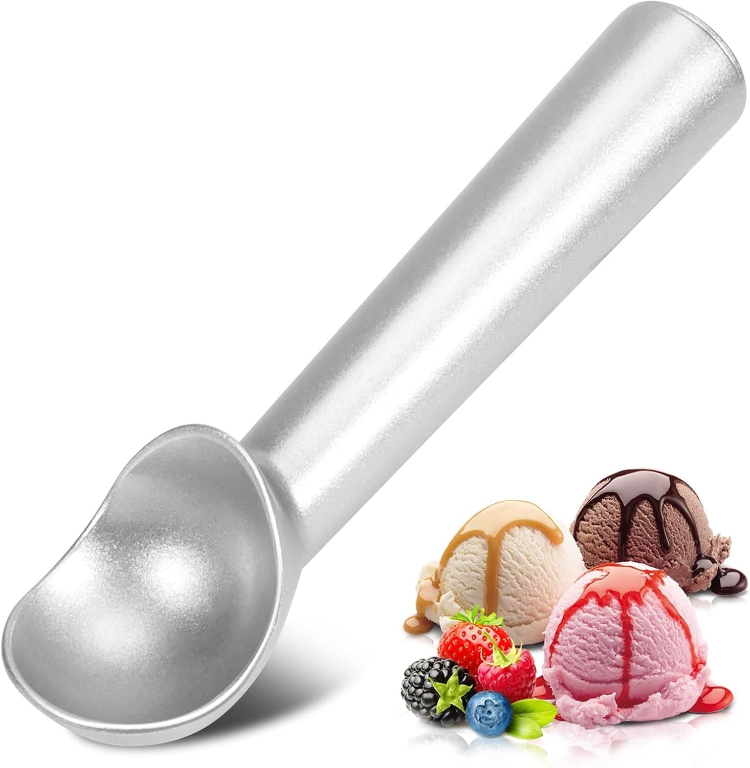 Ice Cream Scoop,7 inches Nonstick Anti-Freeze One Piece Aluminum Silver