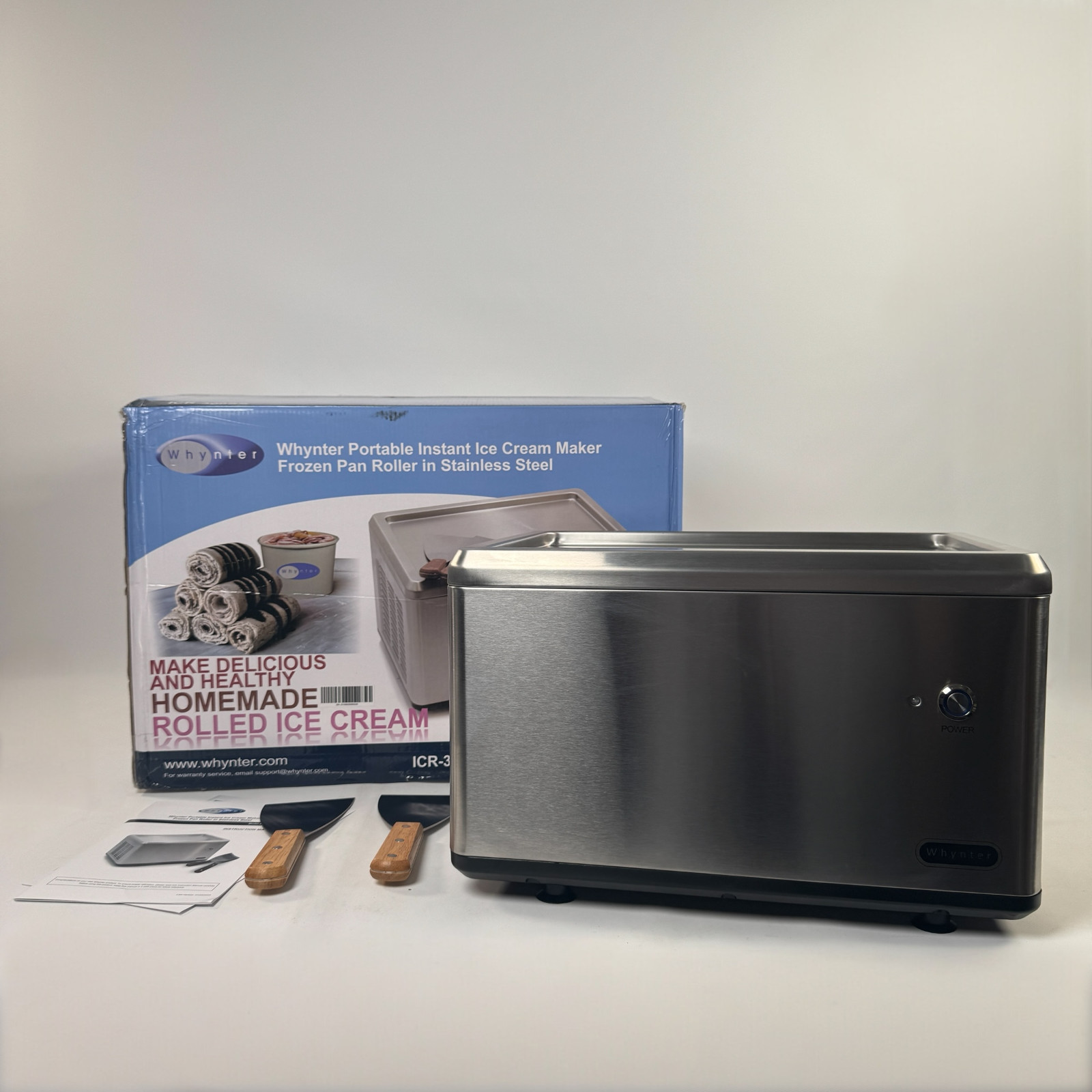 Whynter Instant Ice Cream Maker Stainless Steel Frozen Pan Roller Portable 8 Oz.