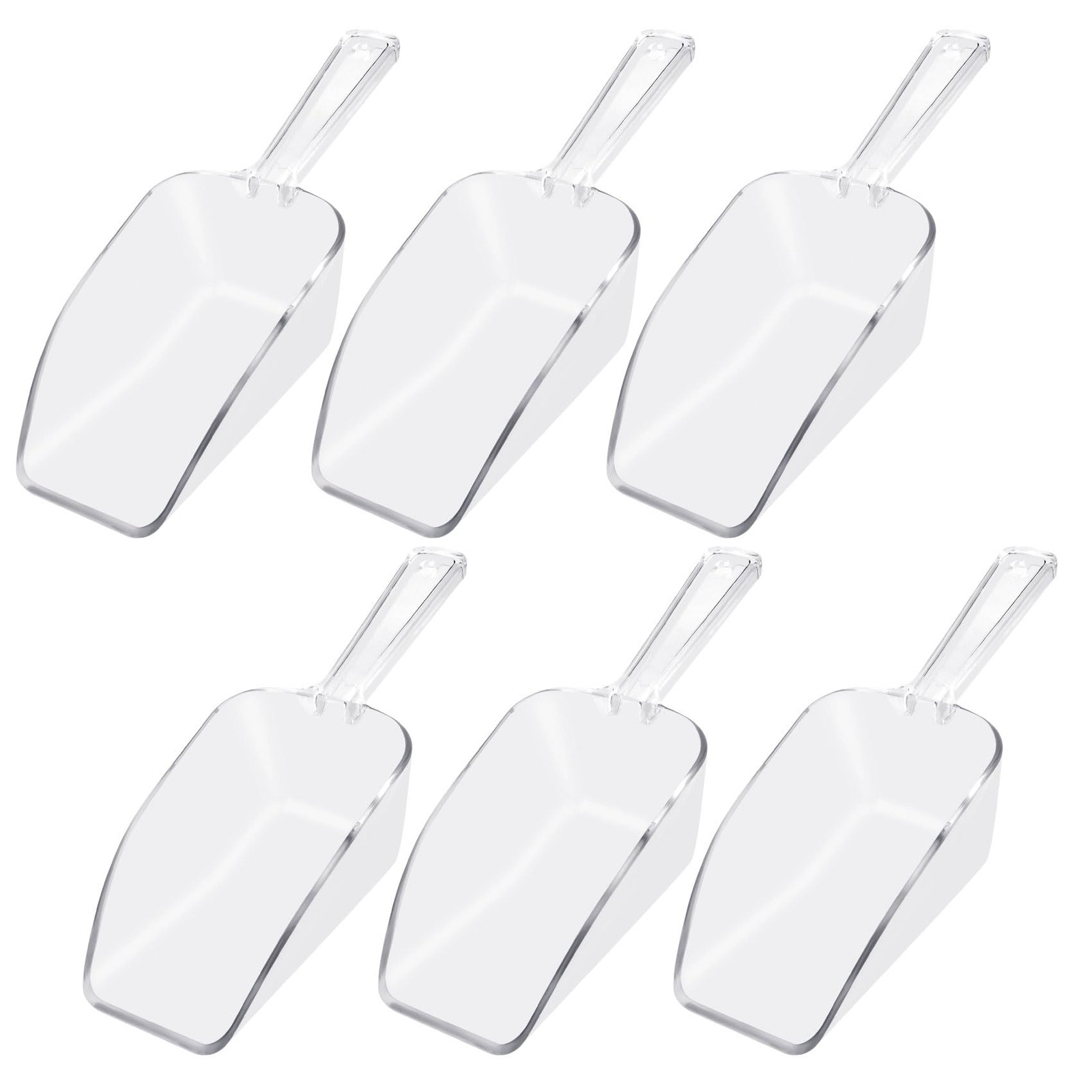 6 PCS Clear Plastic Ice Scoop(7.6 Inch) for Freezer Food 6 pack, 6 pack clear