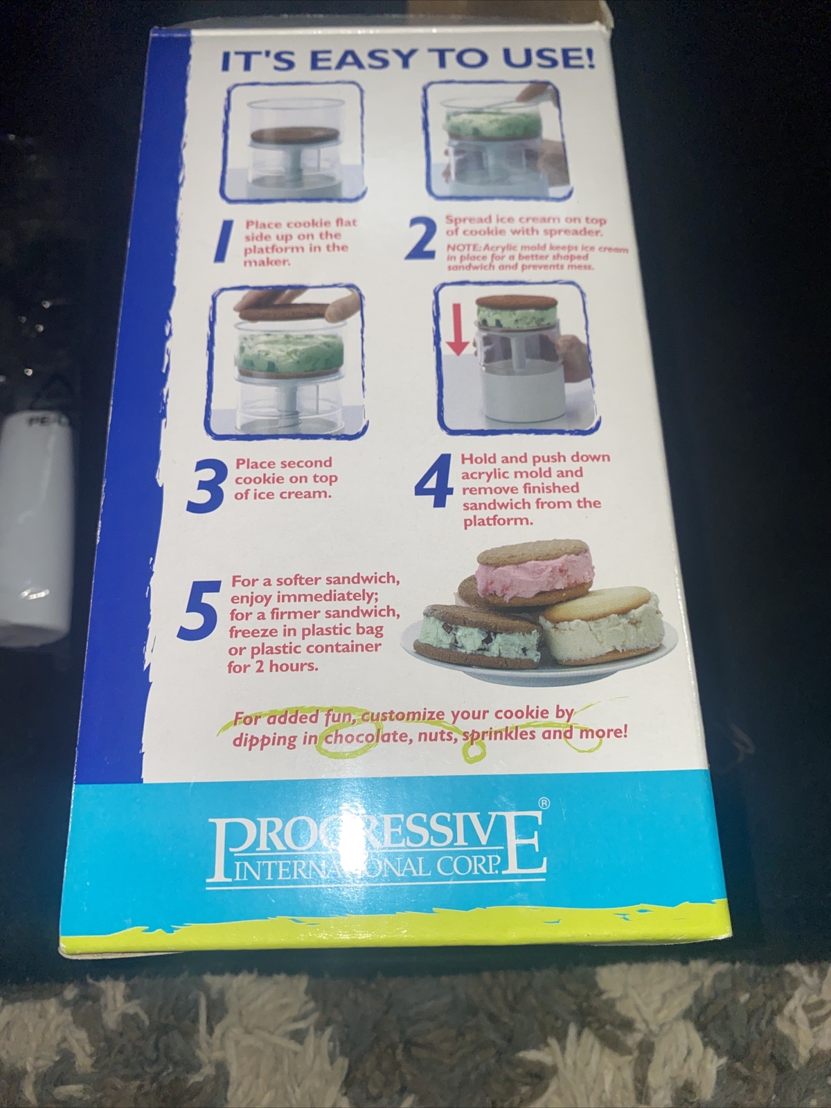 Ice Cream Sandwich Maker by Progressive w/ Bonus Spreader NIB New
