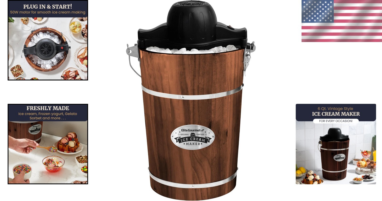 Traditional Electric Ice Cream Maker, 6 Qt Capacity-~